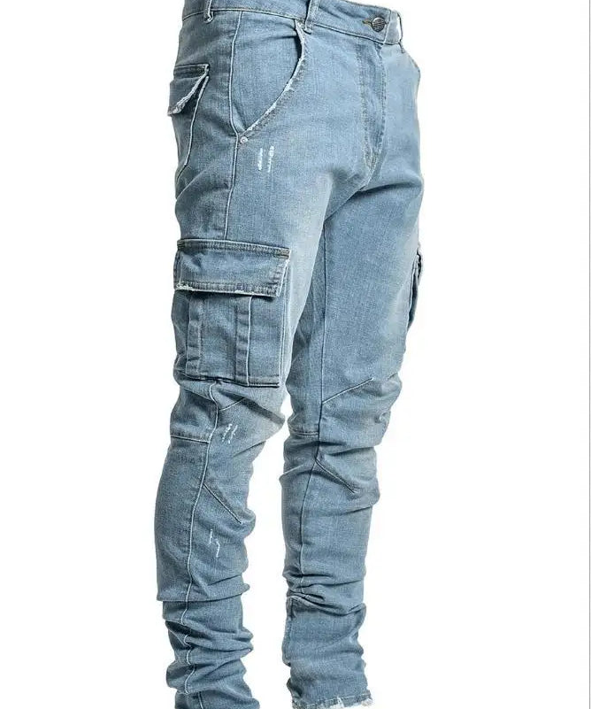 Cole™️ - Mid-Waist Multi-Pocket Denim Cargo Jeans