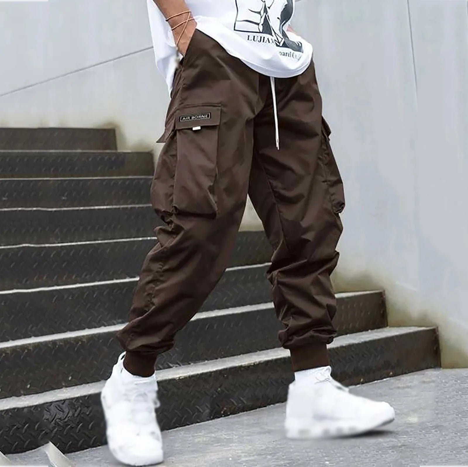 Flux™️ - Hiphop Streetwear Cargo Joggers with Ankle-Length Design