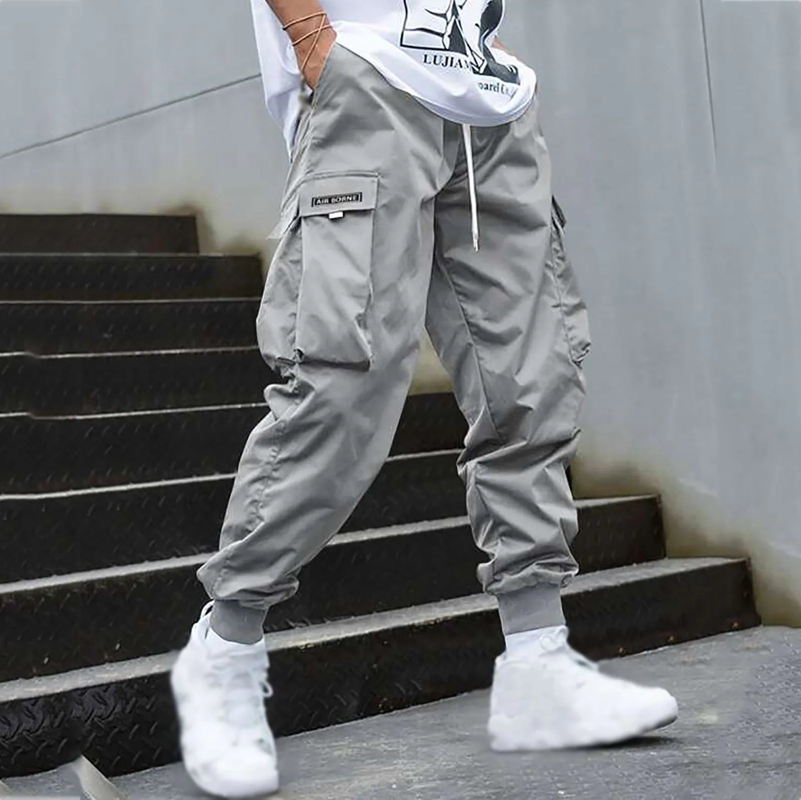 Flux™️ - Hiphop Streetwear Cargo Joggers with Ankle-Length Design