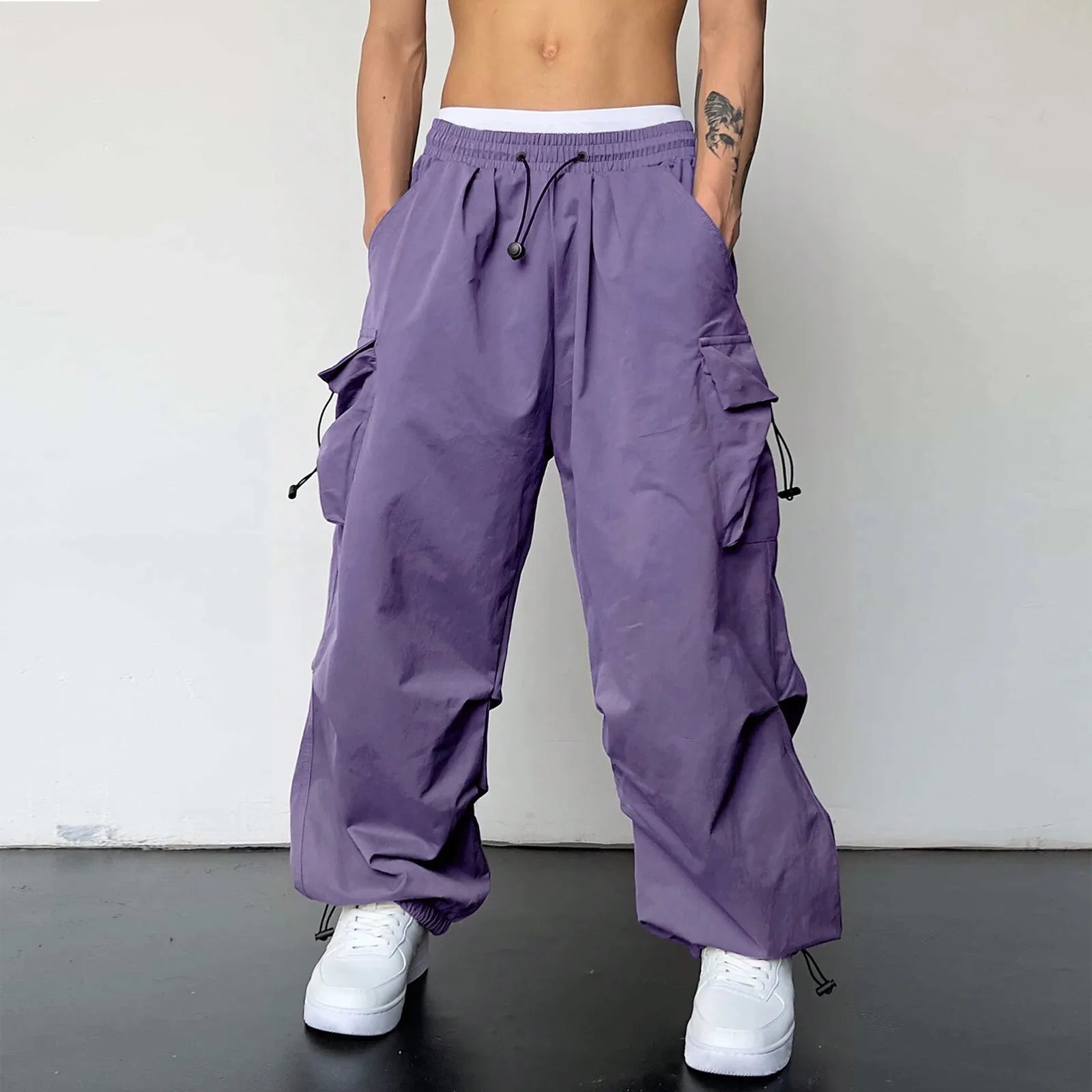 Kade™️ - Oversized Parachute Cargo Pants with Wide Legs