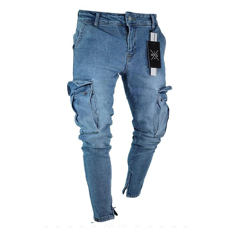 Cole™️ - Mid-Waist Multi-Pocket Denim Cargo Jeans