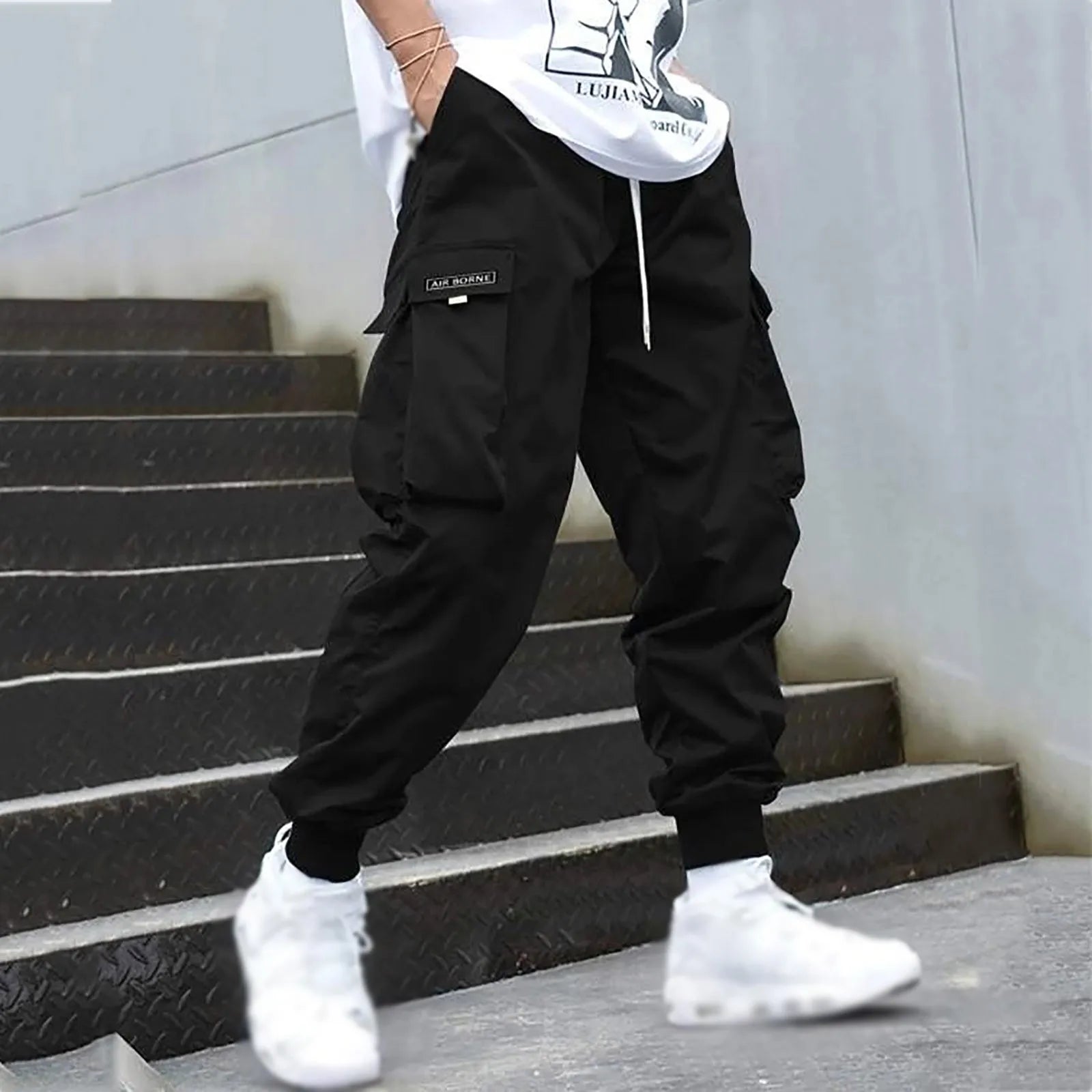 Flux™️ - Hiphop Streetwear Cargo Joggers with Ankle-Length Design